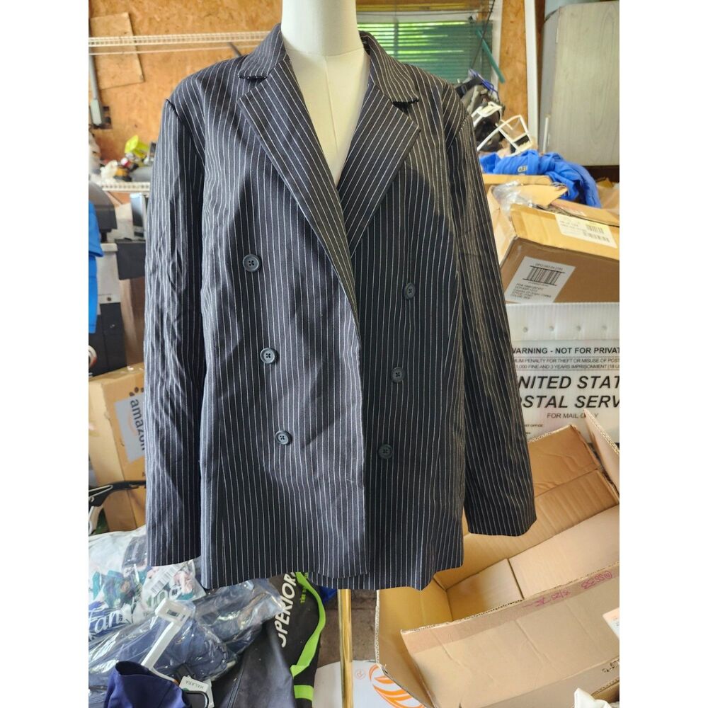 Women’s Black Pinstripe Blazer – Tailored Classic Suit Jacket